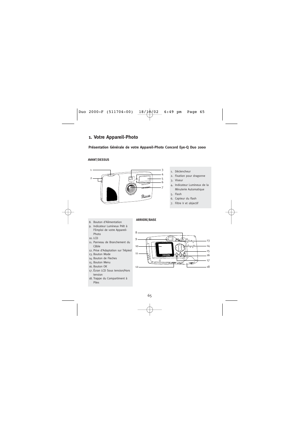 Votre appareil-photo | Concord Camera Duo 2000 User Manual | Page 67 / 231