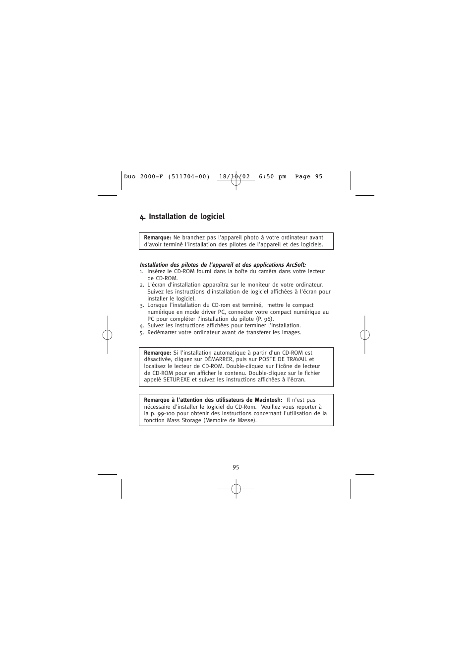 Installation de logiciel | Concord Camera Duo 2000 User Manual | Page 97 / 231