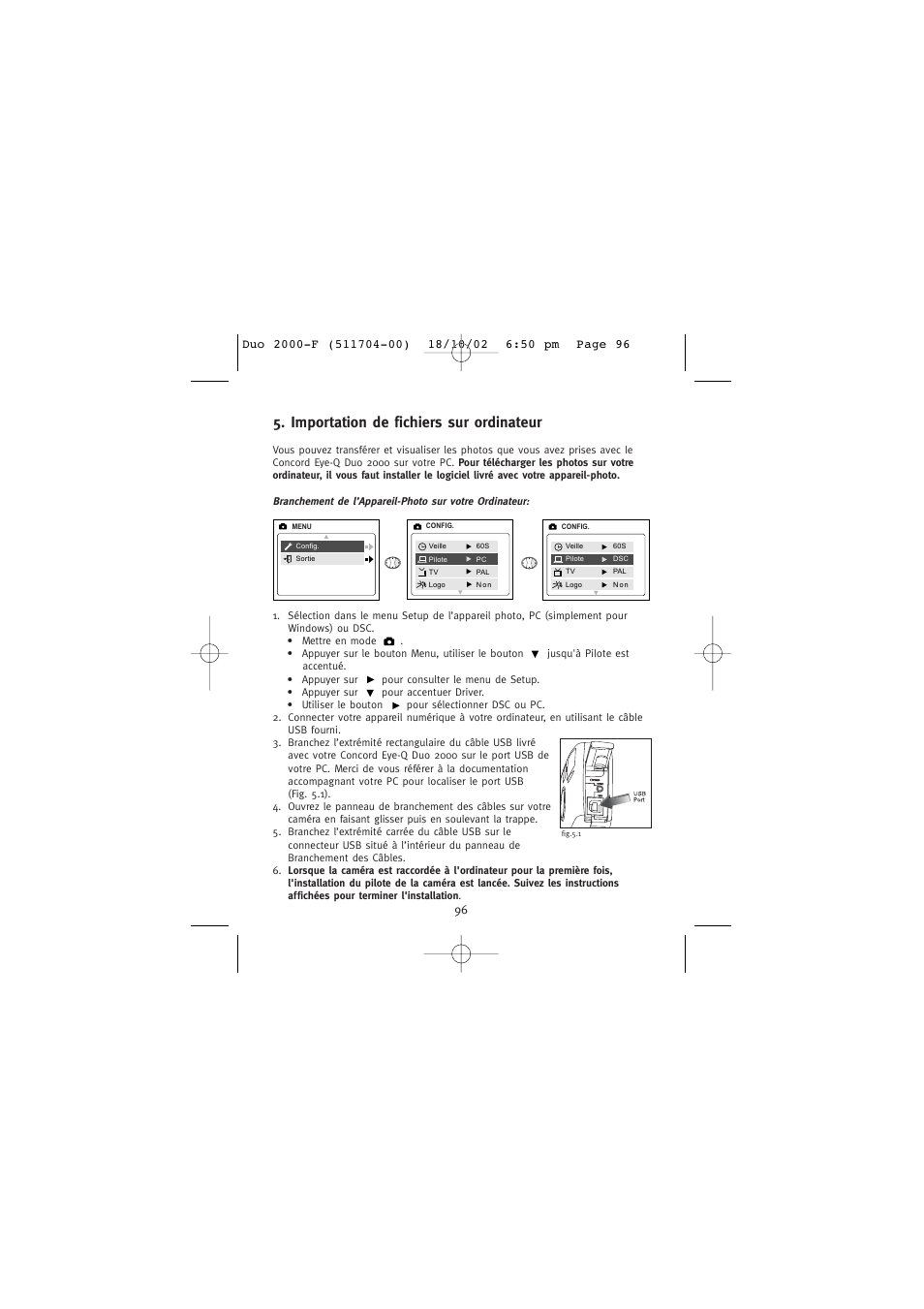 Importation de fichiers sur ordinateur | Concord Camera Duo 2000 User Manual | Page 98 / 231