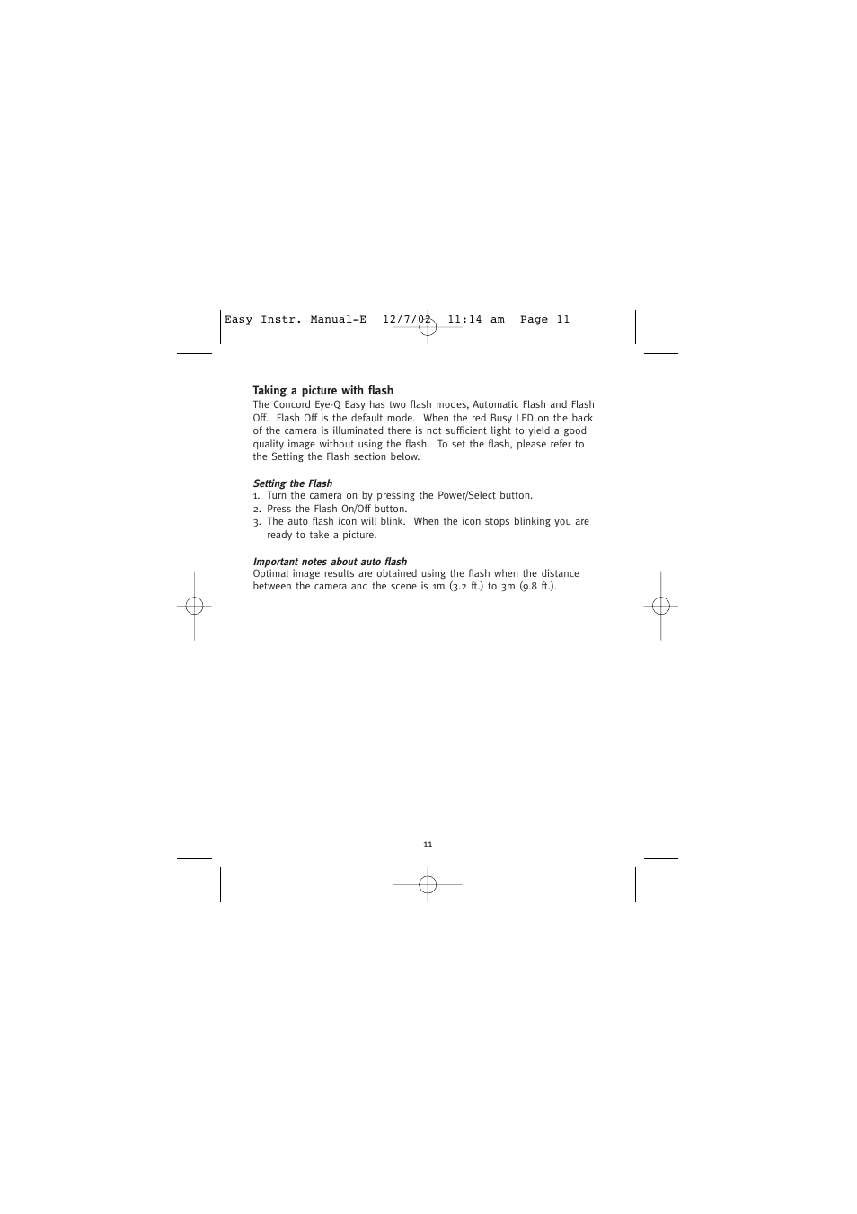 Taking a picture with flash | Concord Camera Eye-Q Easy Digital Camera User Manual | Page 12 / 25