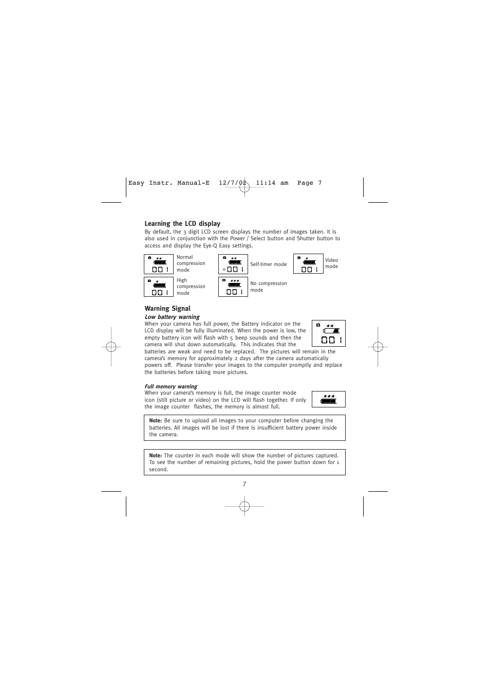 Learning the lcd display | Concord Camera Eye-Q Easy Digital Camera User Manual | Page 8 / 25