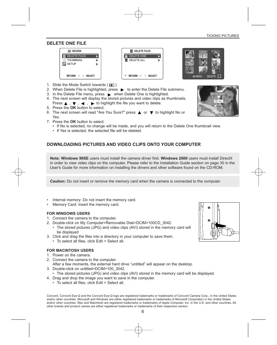 Delete one file | Concord Camera Concord Eye-Q Eye-Q 3042AF User Manual | Page 8 / 40