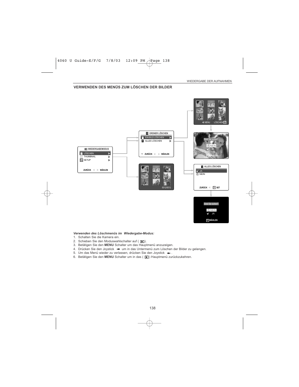 Verwenden des menüs zum löschen der bilder | Concord Camera 4060 AF User Manual | Page 140 / 346