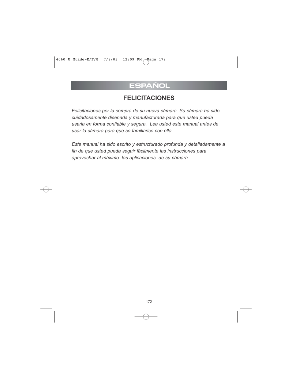 Espanol, Felicitaciones, Español | Concord Camera 4060 AF User Manual | Page 174 / 346