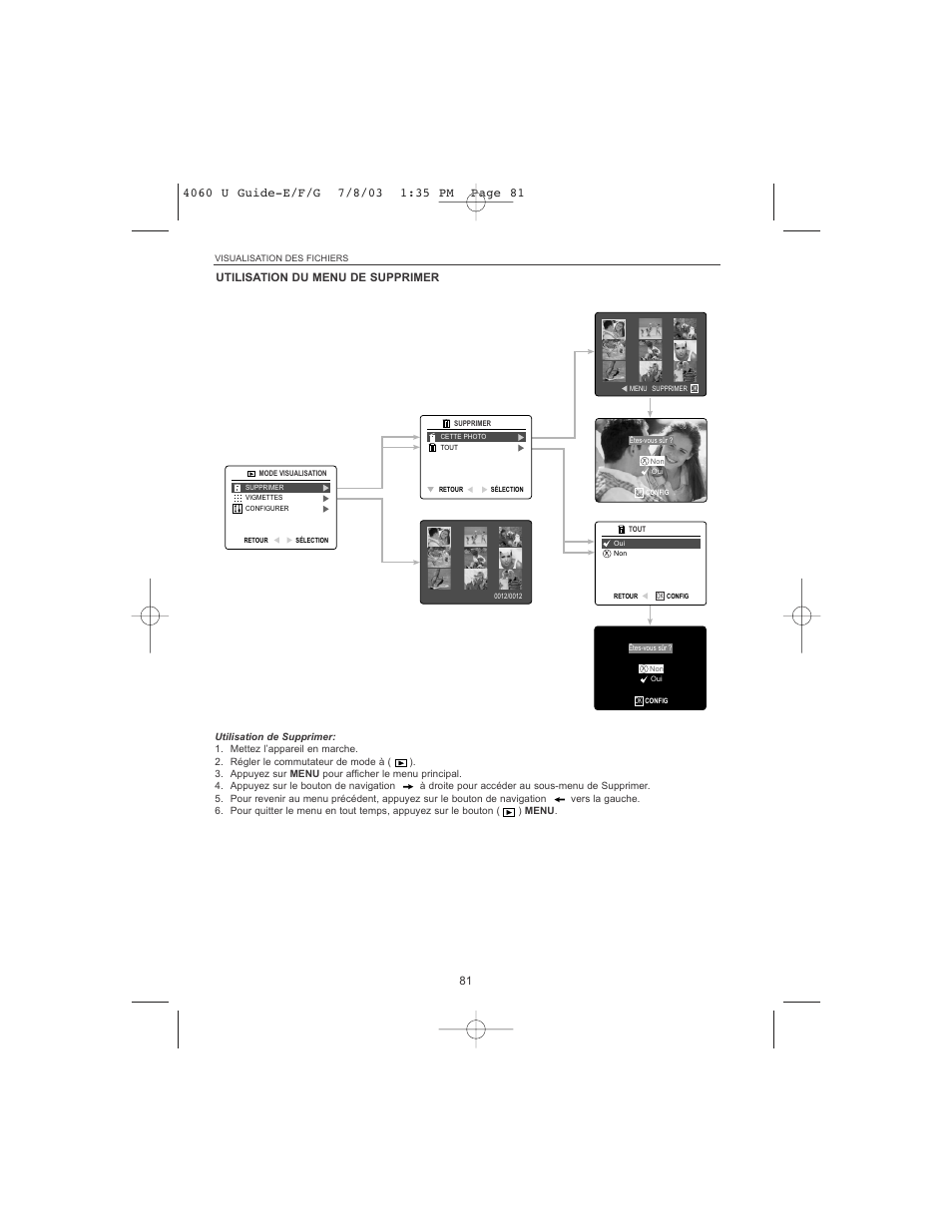 Utilisation du menu de supprimer | Concord Camera 4060 AF User Manual | Page 83 / 346