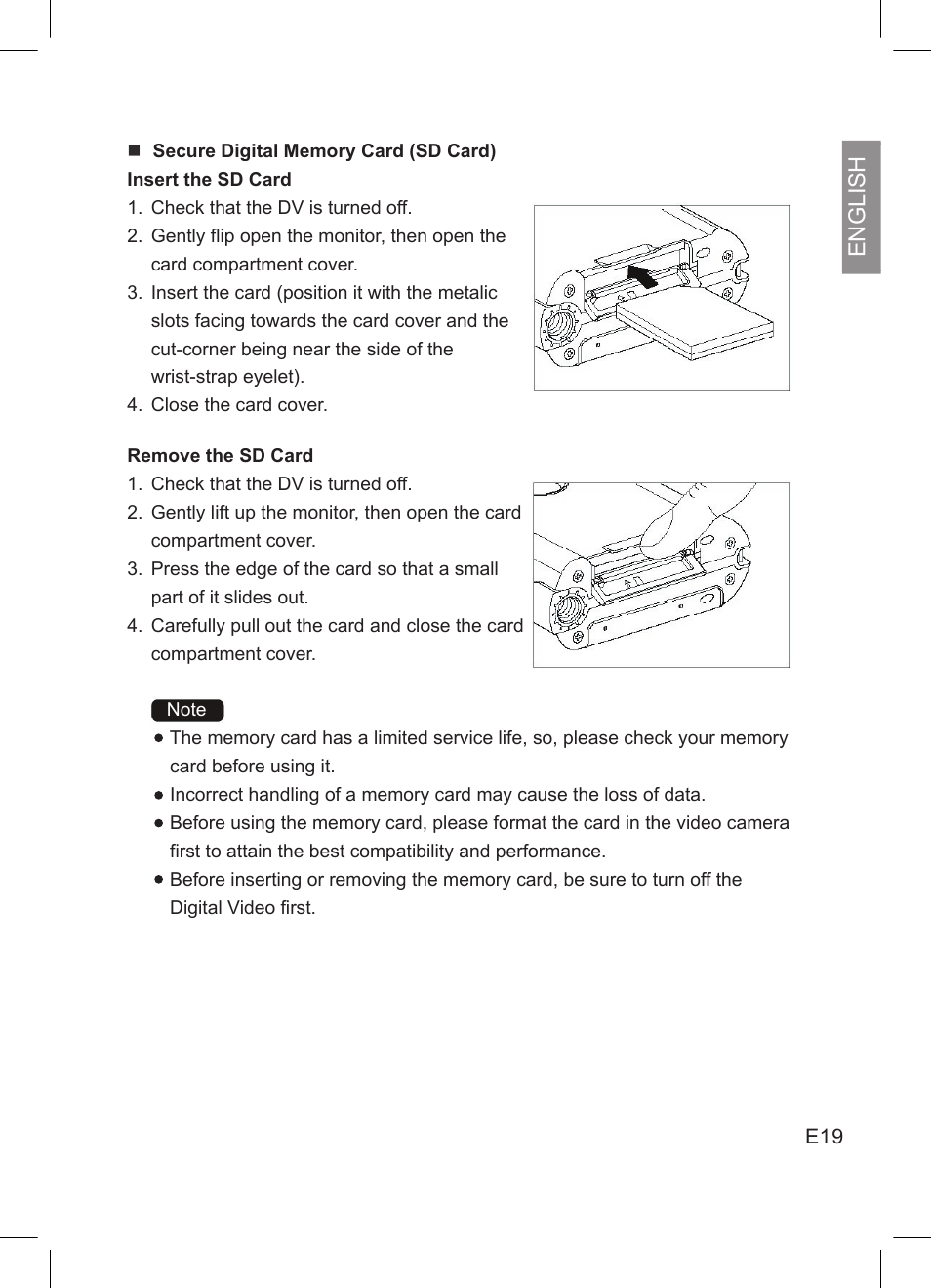 English | Concord Camera DV2020 User Manual | Page 20 / 69