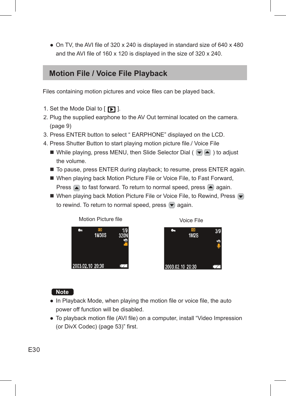Motion file / voice file playback, English | Concord Camera DV2020 User Manual | Page 31 / 69