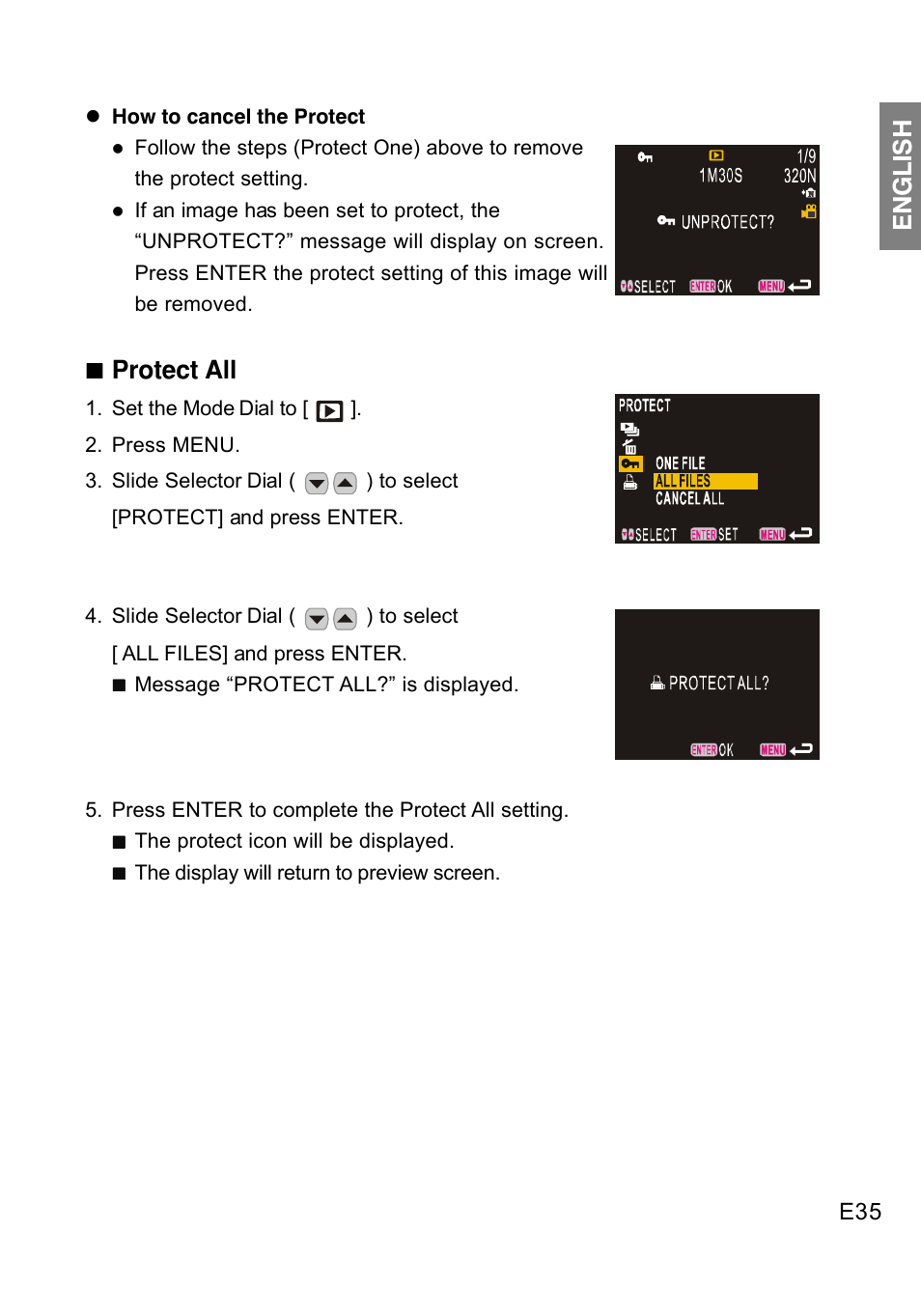 English, Protect all | Concord Camera DV2020 User Manual | Page 36 / 69