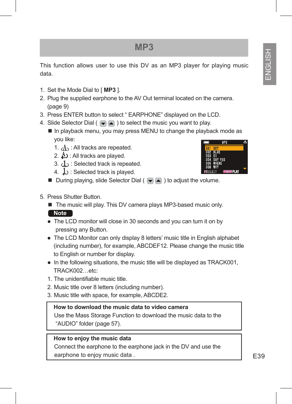 English | Concord Camera DV2020 User Manual | Page 40 / 69