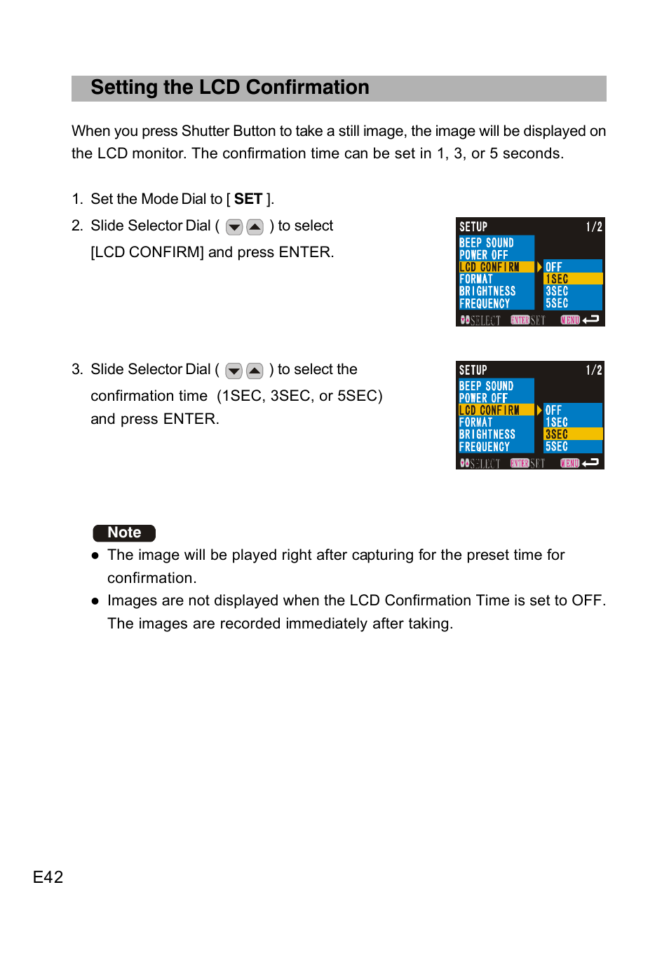 Setting the lcd confirmation | Concord Camera DV2020 User Manual | Page 43 / 69