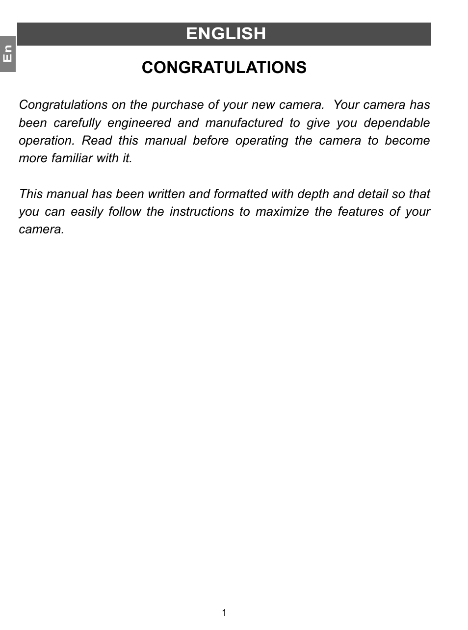 Congratulations, English | Concord Camera 3.1 Megapixels Digital Camera User Manual | Page 2 / 76