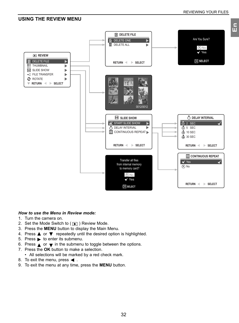 Using the review menu | Concord Camera 3.1 Megapixels Digital Camera User Manual | Page 33 / 76