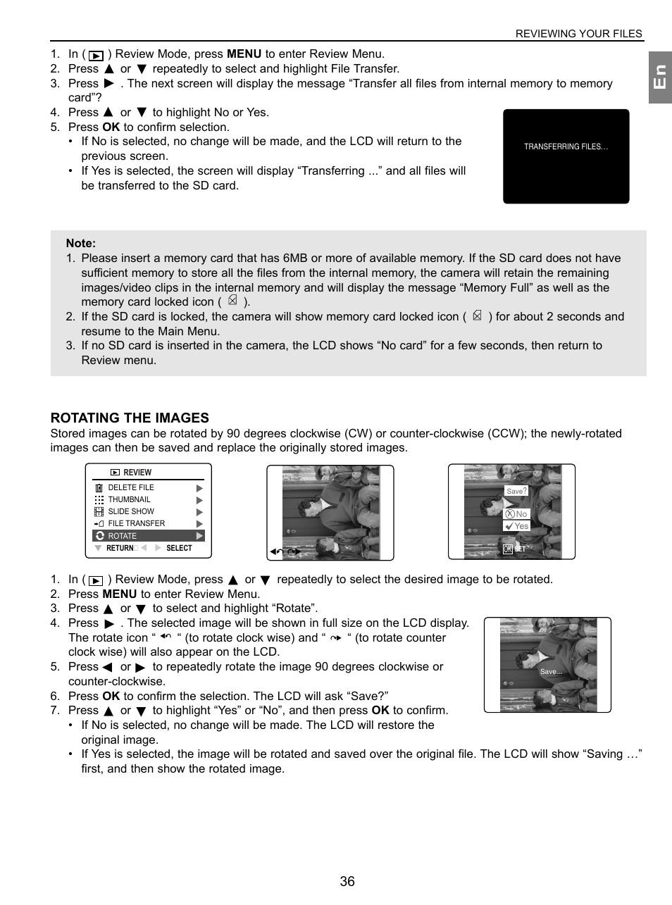 Rotating the images | Concord Camera 3.1 Megapixels Digital Camera User Manual | Page 37 / 76