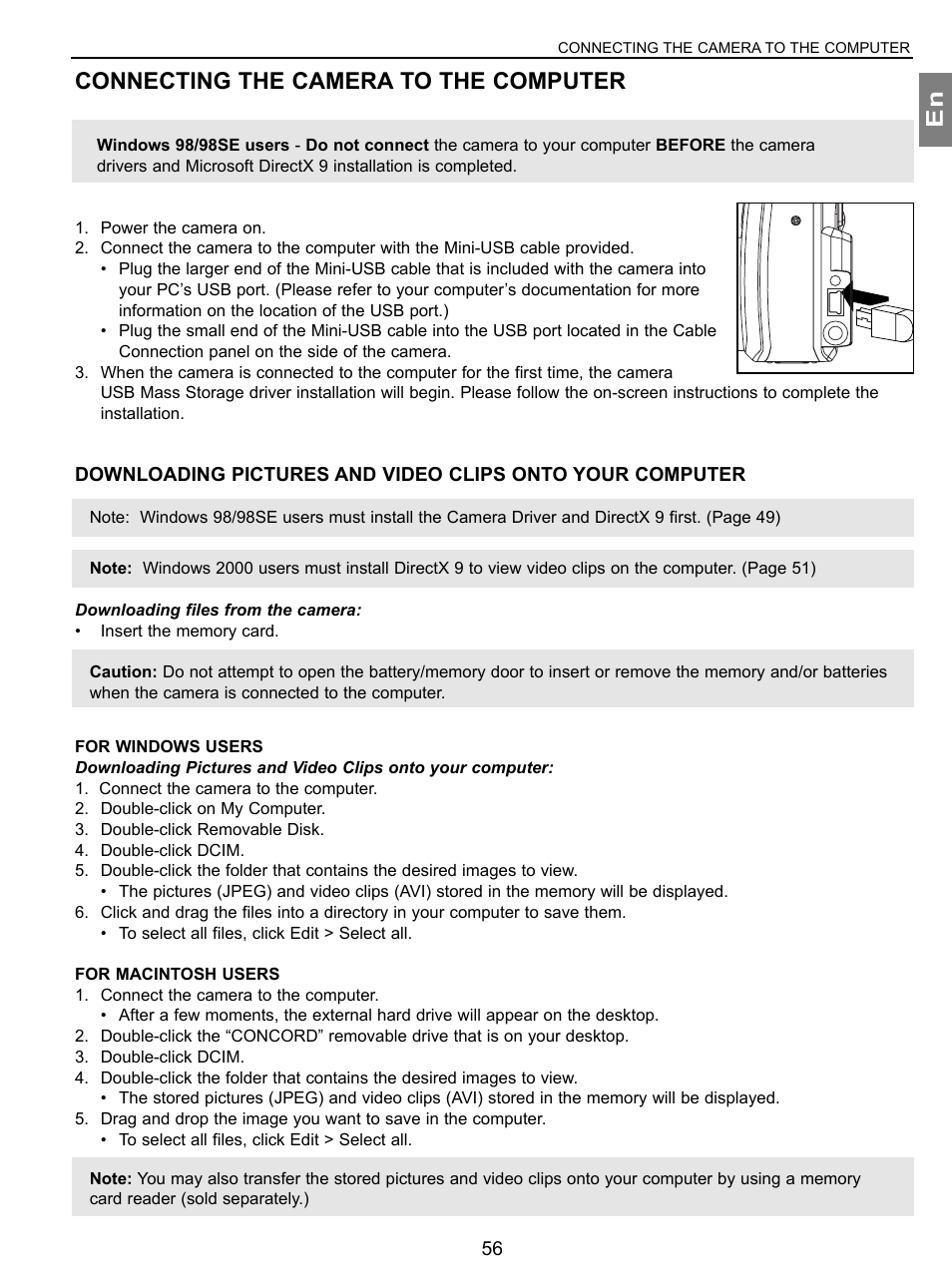 Connecting the camera to the computer | Concord Camera 3.1 Megapixels Digital Camera User Manual | Page 57 / 76
