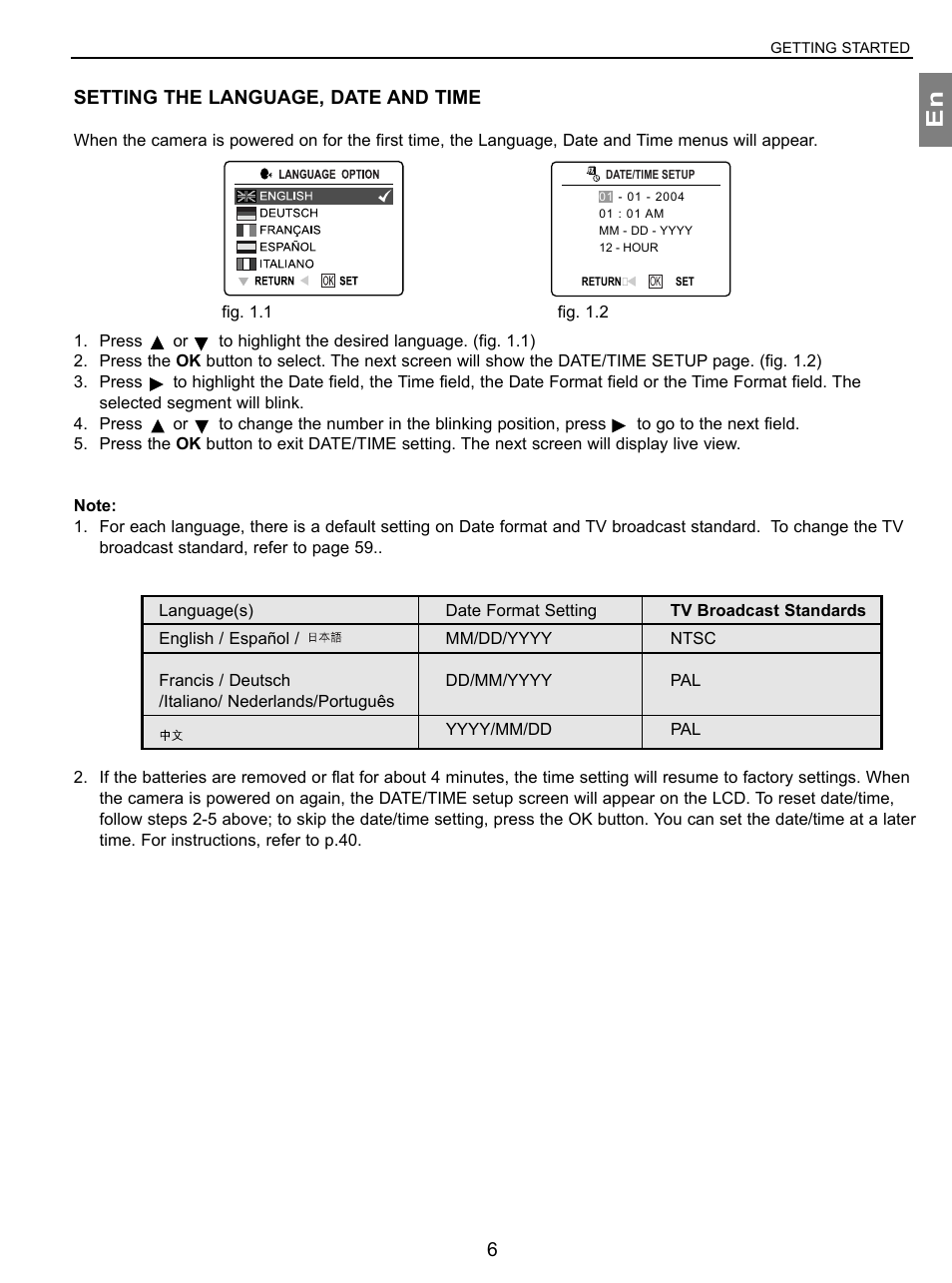 Setting the language, date and time | Concord Camera 3.1 Megapixels Digital Camera User Manual | Page 7 / 76