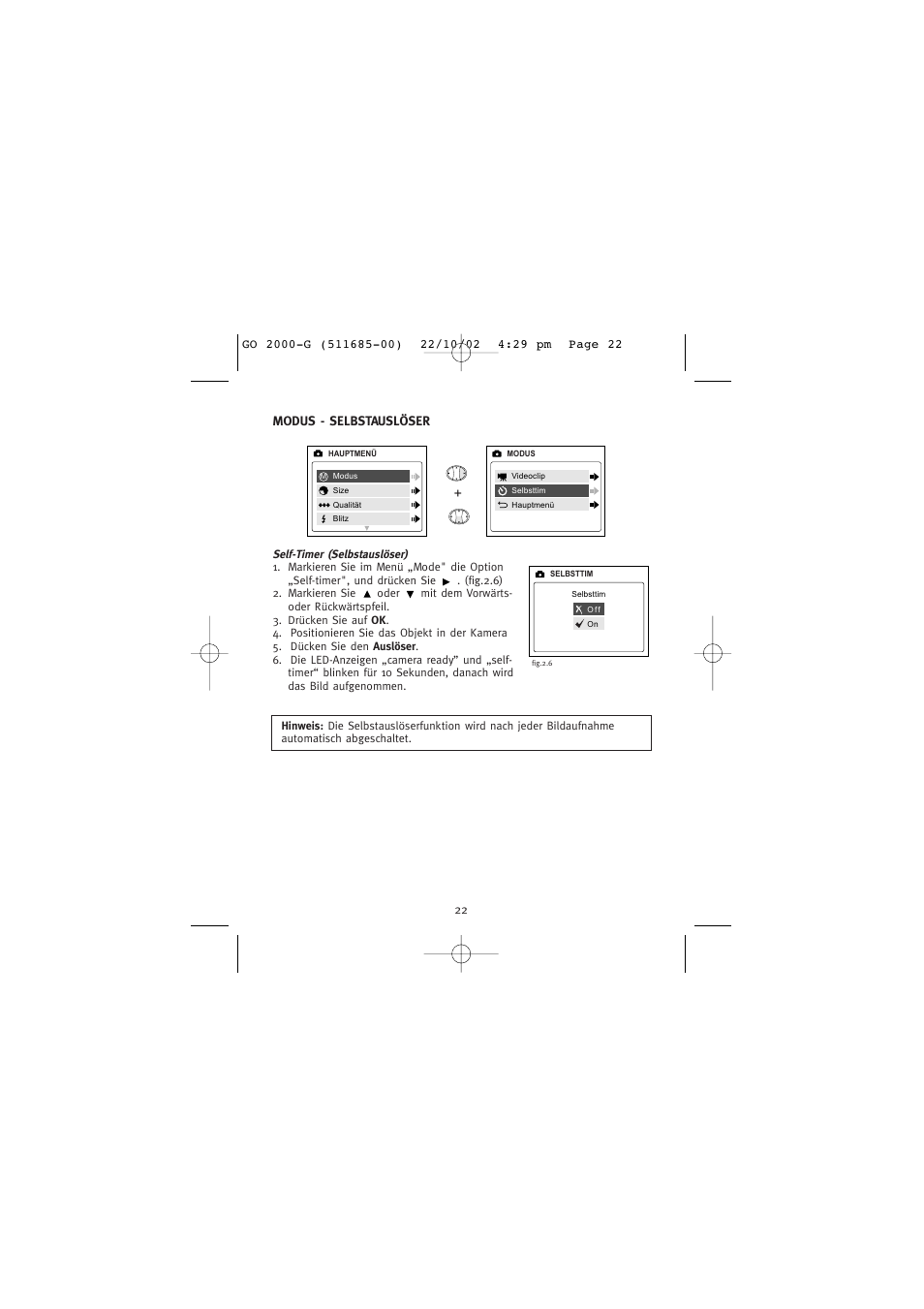 Modus - selbstauslöser | Concord Camera Eye-Q Go 2000 User Manual | Page 139 / 234