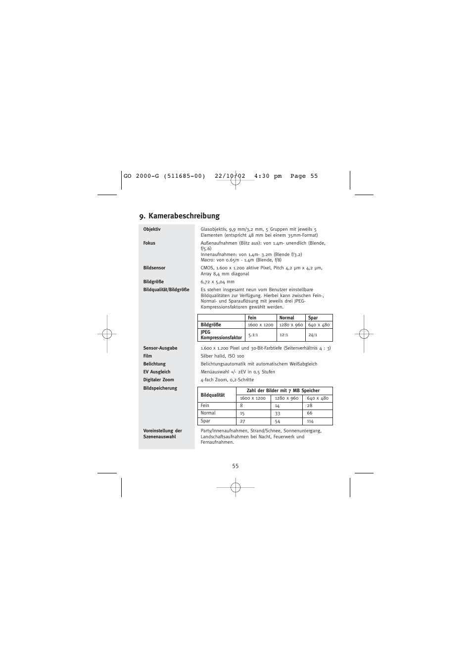 Kamerabeschreibung | Concord Camera Eye-Q Go 2000 User Manual | Page 172 / 234