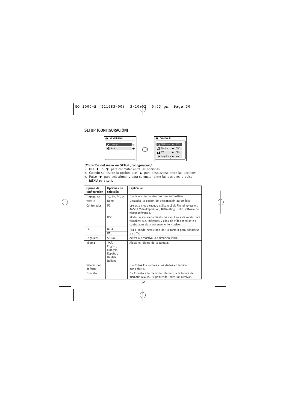 Setup [configuración | Concord Camera Eye-Q Go 2000 User Manual | Page 206 / 234