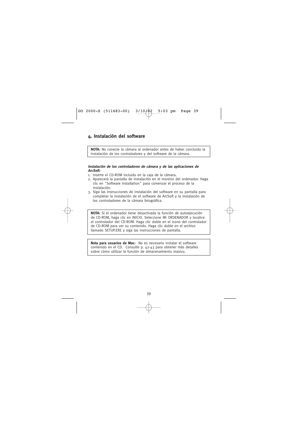 Instalación del software | Concord Camera Eye-Q Go 2000 User Manual | Page 215 / 234