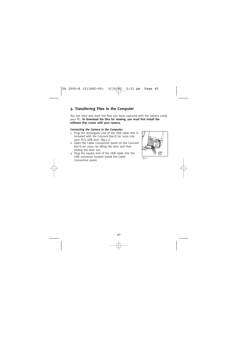 Transferring files to the computer | Concord Camera Eye-Q Go 2000 User Manual | Page 41 / 234