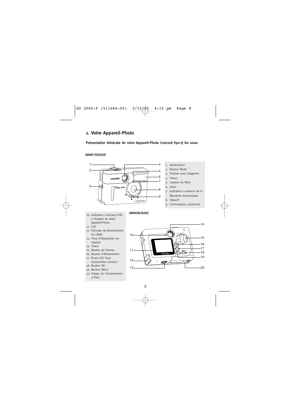 Votre appareil-photo | Concord Camera Eye-Q Go 2000 User Manual | Page 67 / 234