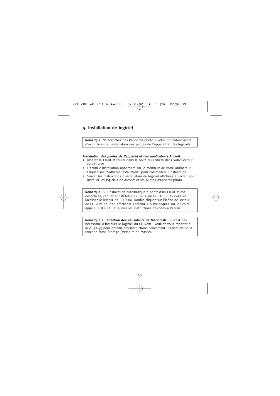 Installation de logiciel | Concord Camera Eye-Q Go 2000 User Manual | Page 98 / 234