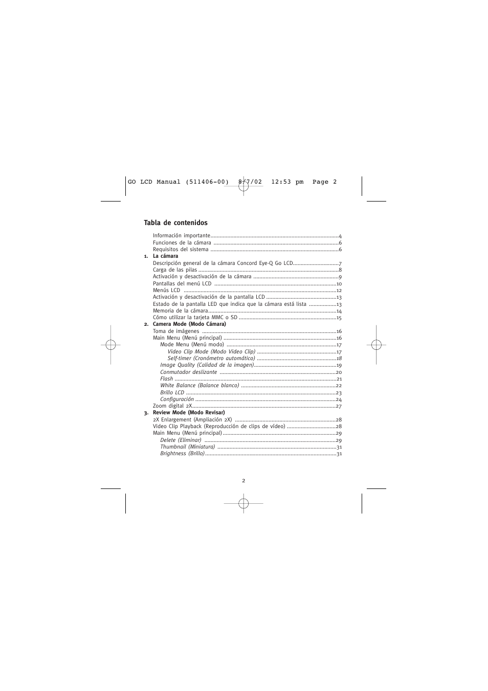 Concord Camera Eye-Q Go LCD Camera User Manual | Page 110 / 160