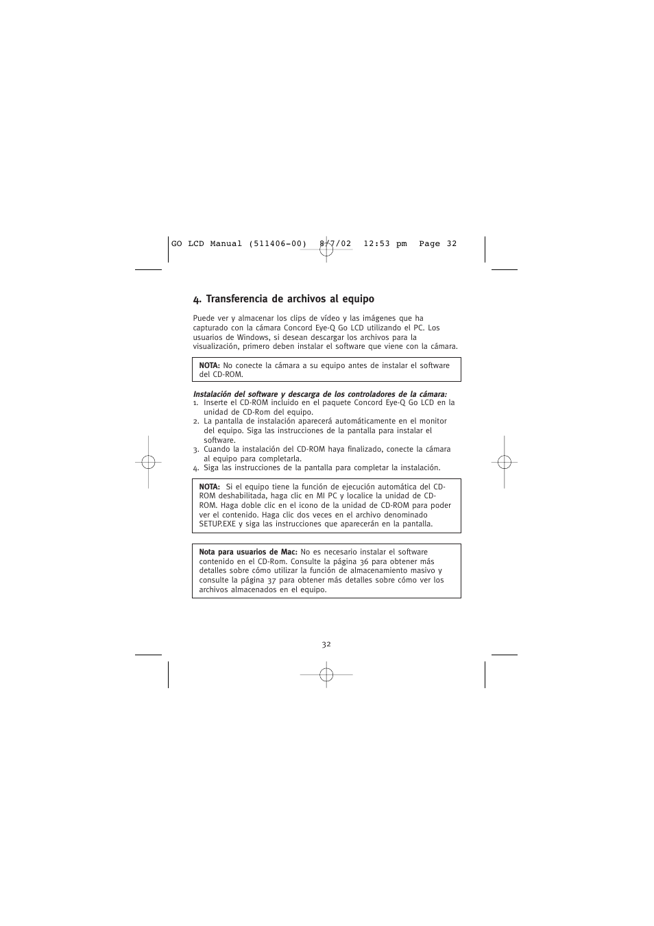 Transferencia de archivos al equipo | Concord Camera Eye-Q Go LCD Camera User Manual | Page 140 / 160