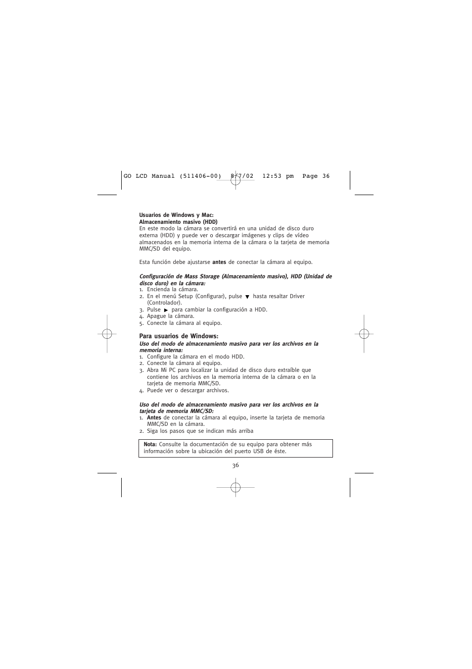 Almacenamiento masivo (hdd) | Concord Camera Eye-Q Go LCD Camera User Manual | Page 144 / 160