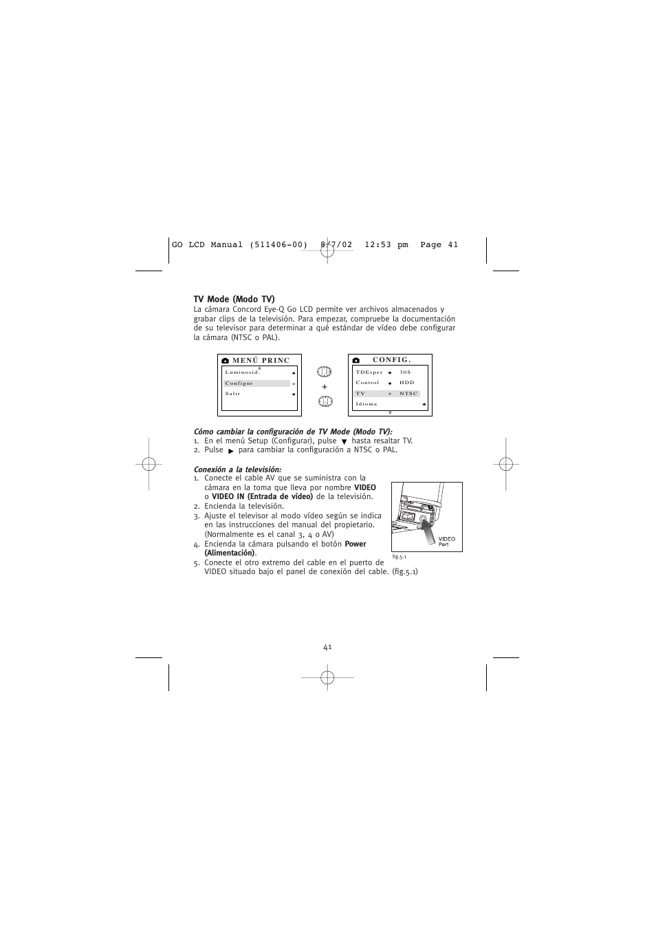 Tv mode (modo tv) | Concord Camera Eye-Q Go LCD Camera User Manual | Page 149 / 160
