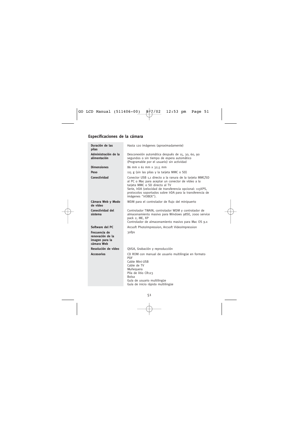 Concord Camera Eye-Q Go LCD Camera User Manual | Page 159 / 160