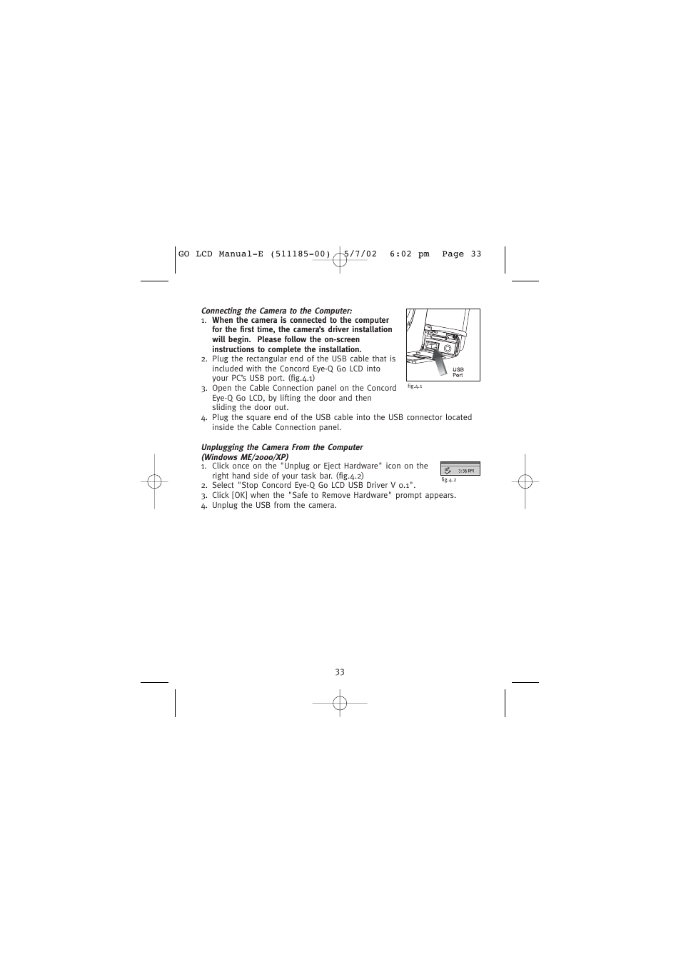 Connecting the camera to the computer | Concord Camera Eye-Q Go LCD Camera User Manual | Page 34 / 160