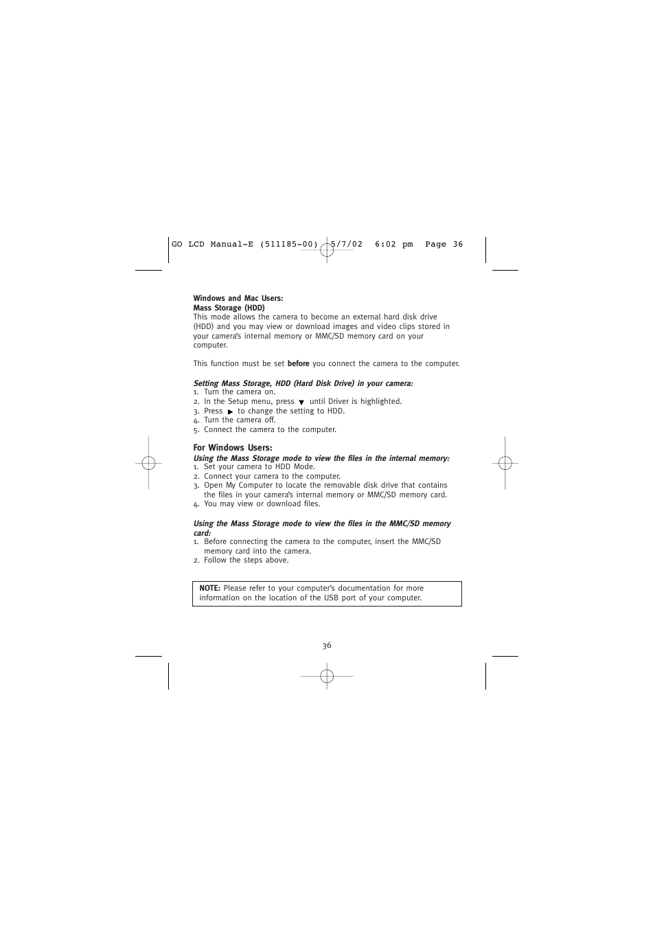 Mass storage (hdd) | Concord Camera Eye-Q Go LCD Camera User Manual | Page 37 / 160