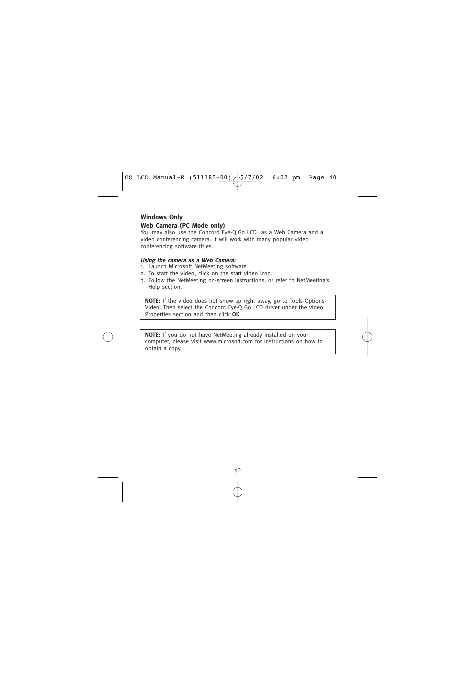 Web camera (pc mode only) | Concord Camera Eye-Q Go LCD Camera User Manual | Page 41 / 160