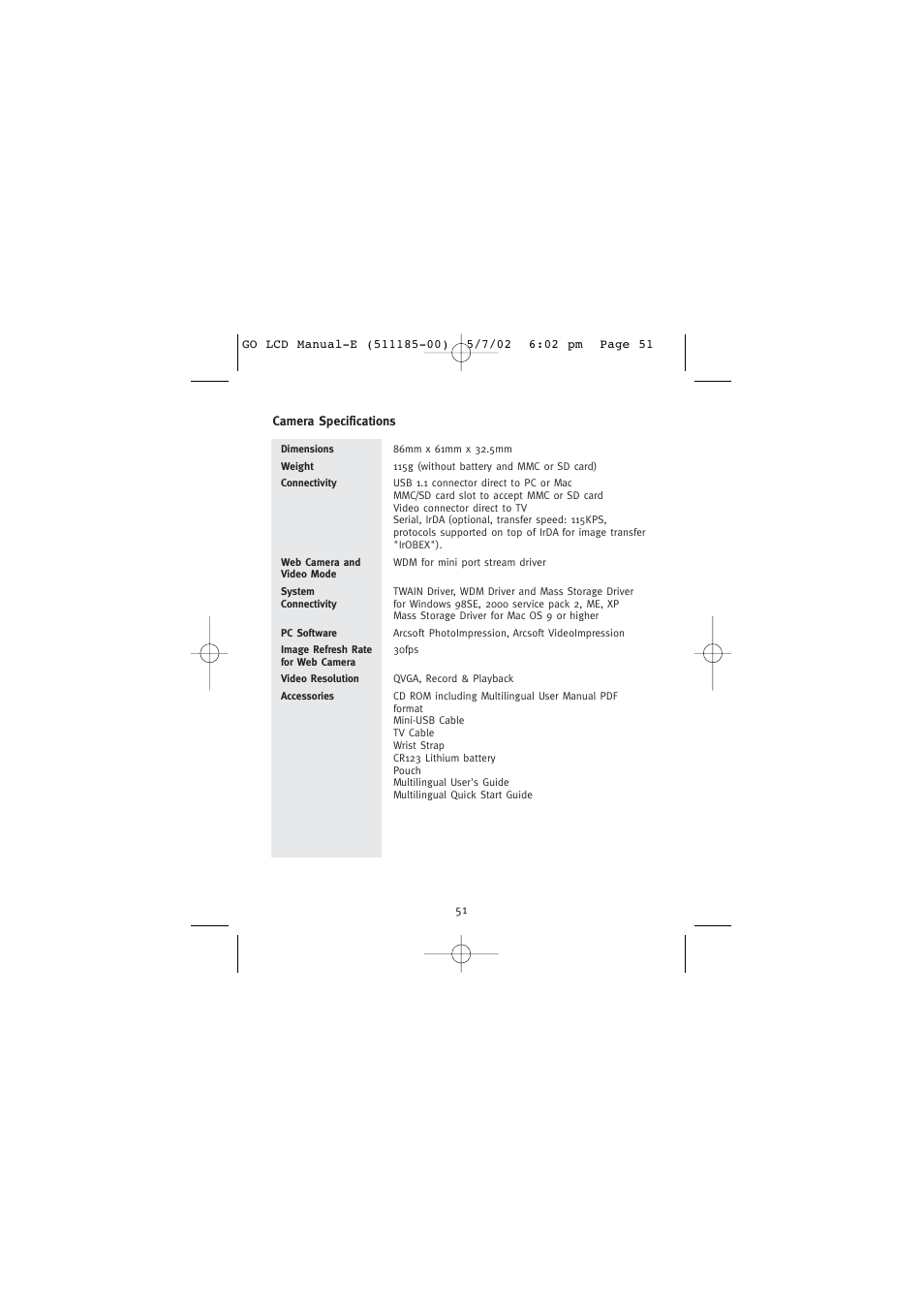Concord Camera Eye-Q Go LCD Camera User Manual | Page 52 / 160