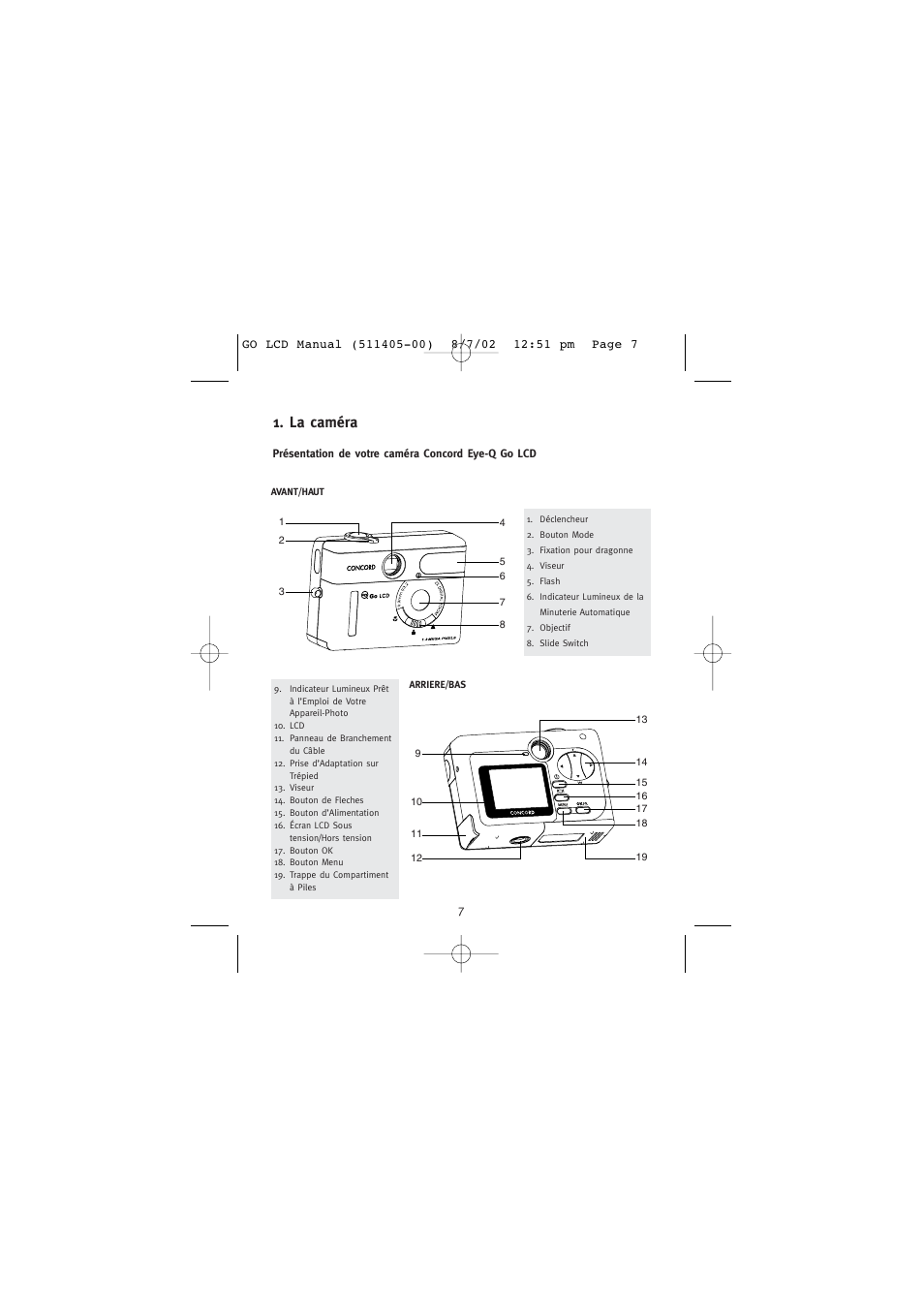 La caméra | Concord Camera Eye-Q Go LCD Camera User Manual | Page 62 / 160