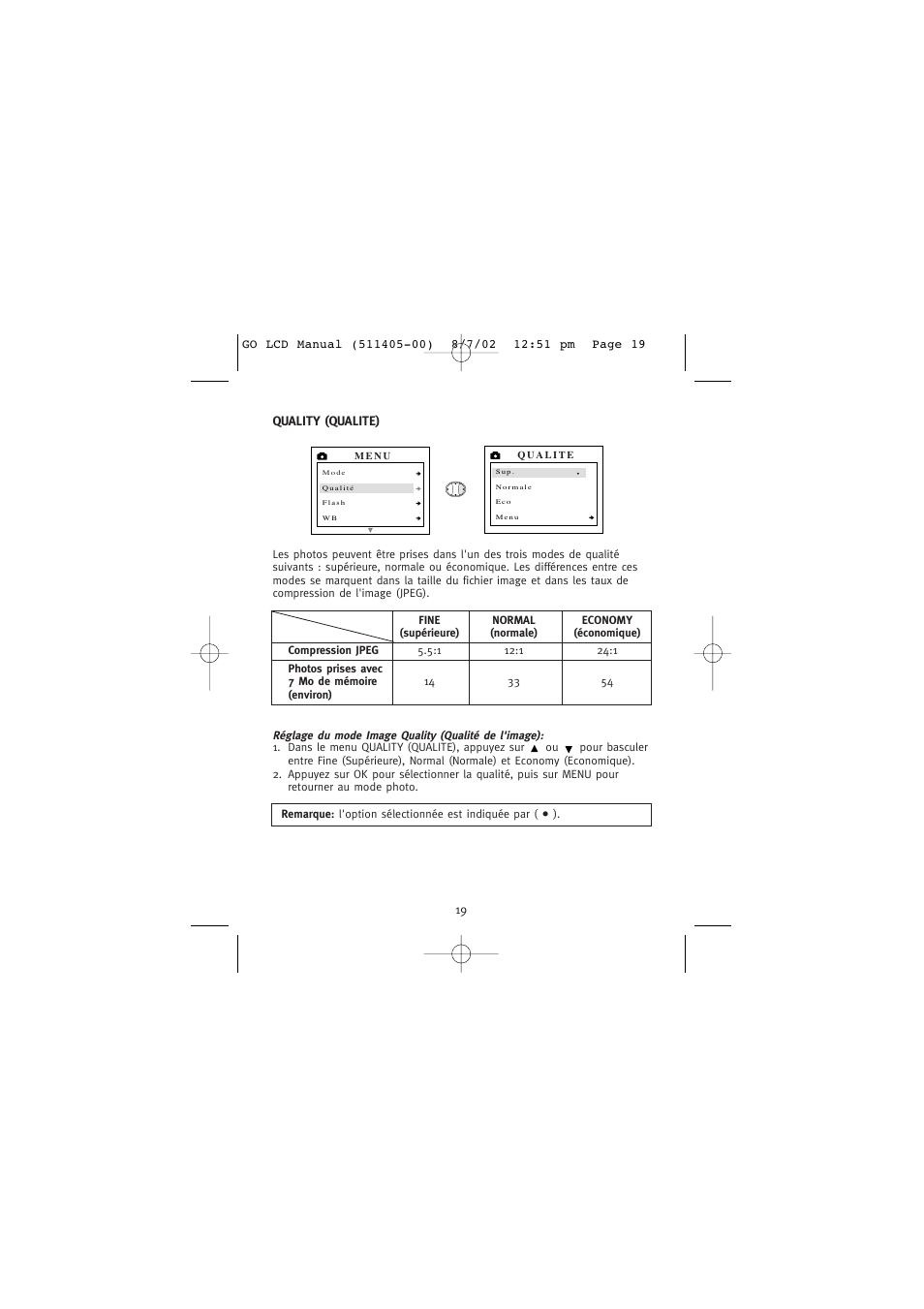 Quality (qualite) | Concord Camera Eye-Q Go LCD Camera User Manual | Page 74 / 160