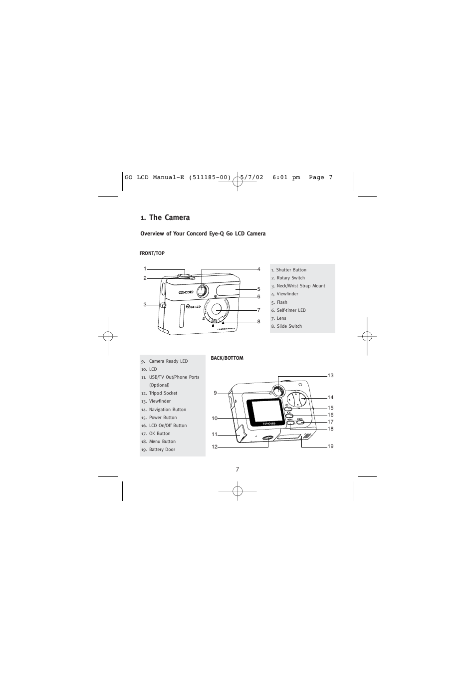 The camera | Concord Camera Eye-Q Go LCD Camera User Manual | Page 8 / 160