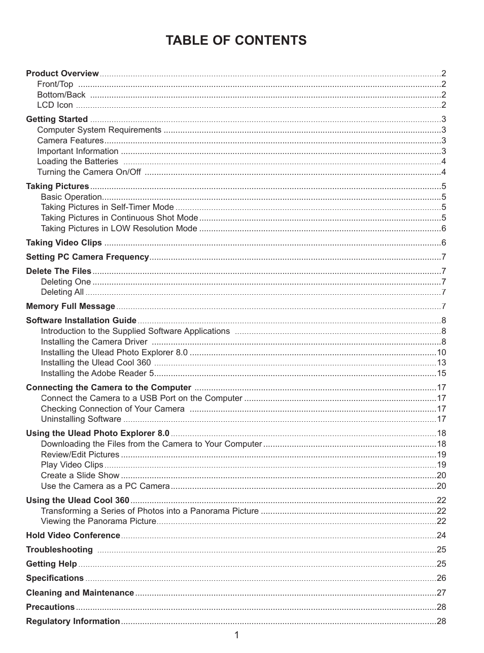 Concord Camera VGA User Manual | Page 2 / 30