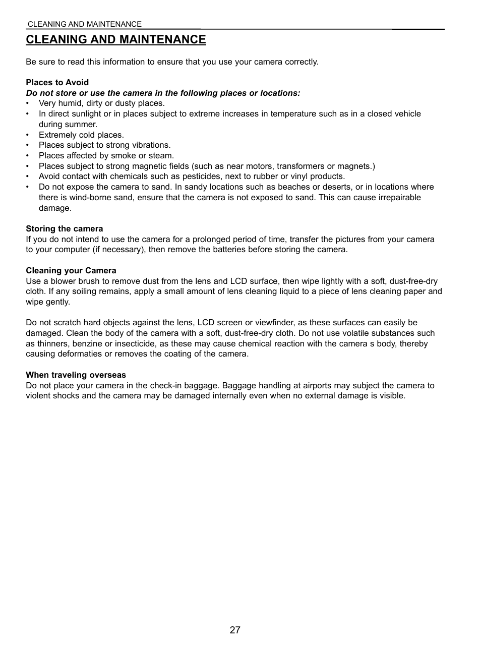 Cleaning and maintenance | Concord Camera VGA User Manual | Page 28 / 30