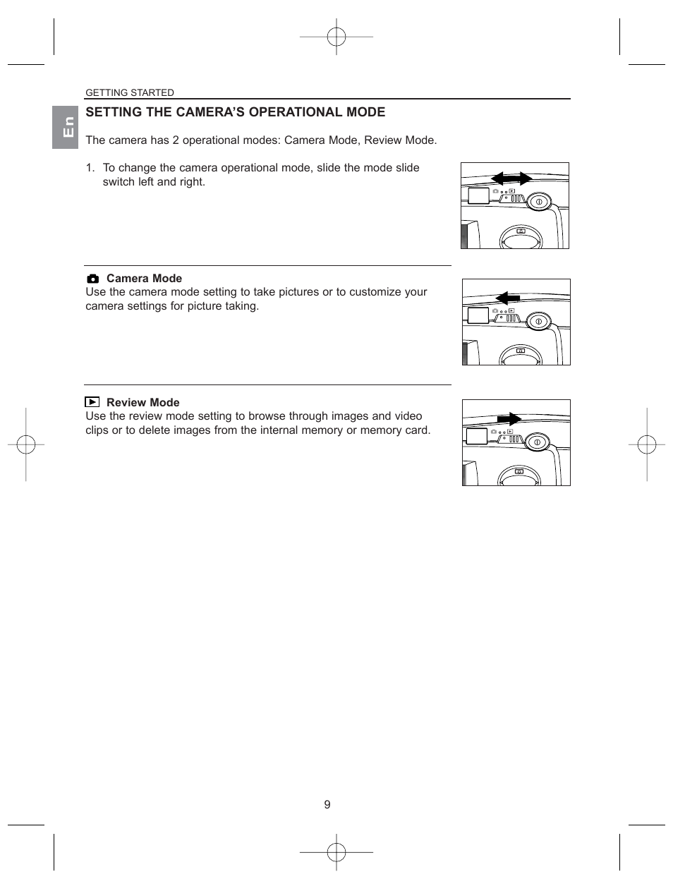 Setting the cameras operational mode, Setting the camera’s operational mode | Concord Camera 2040 User Manual | Page 10 / 51