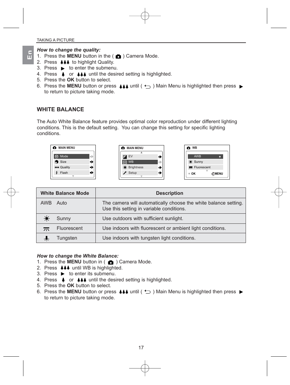White balance | Concord Camera 2040 User Manual | Page 18 / 51