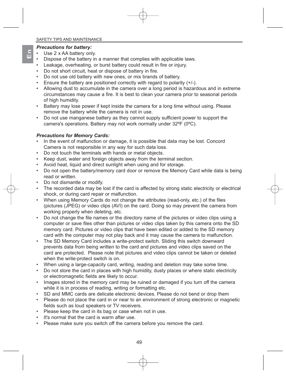 Concord Camera 2040 User Manual | Page 50 / 51