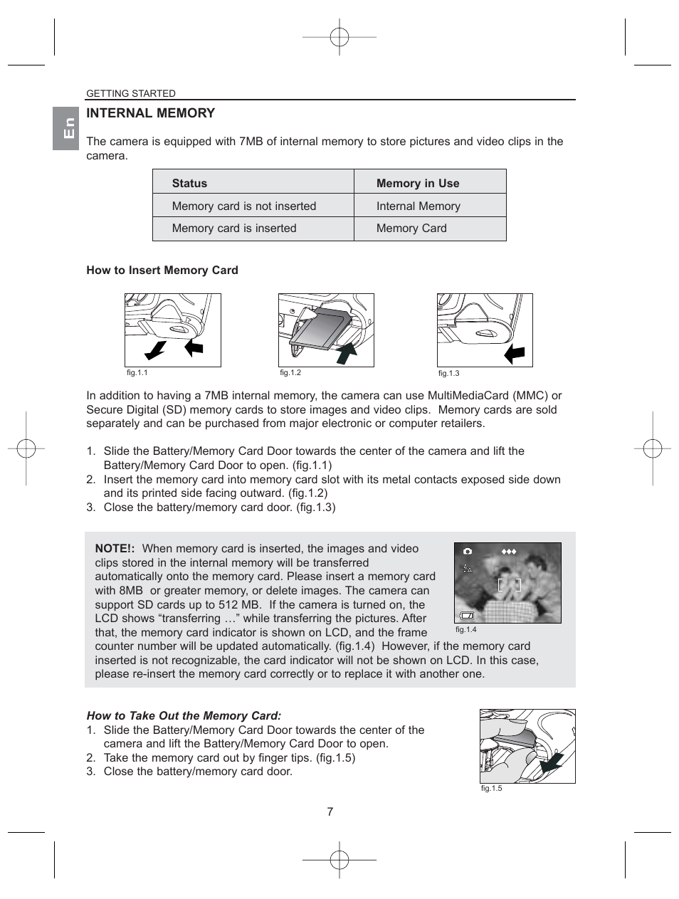 Internal memory | Concord Camera 2040 User Manual | Page 8 / 51