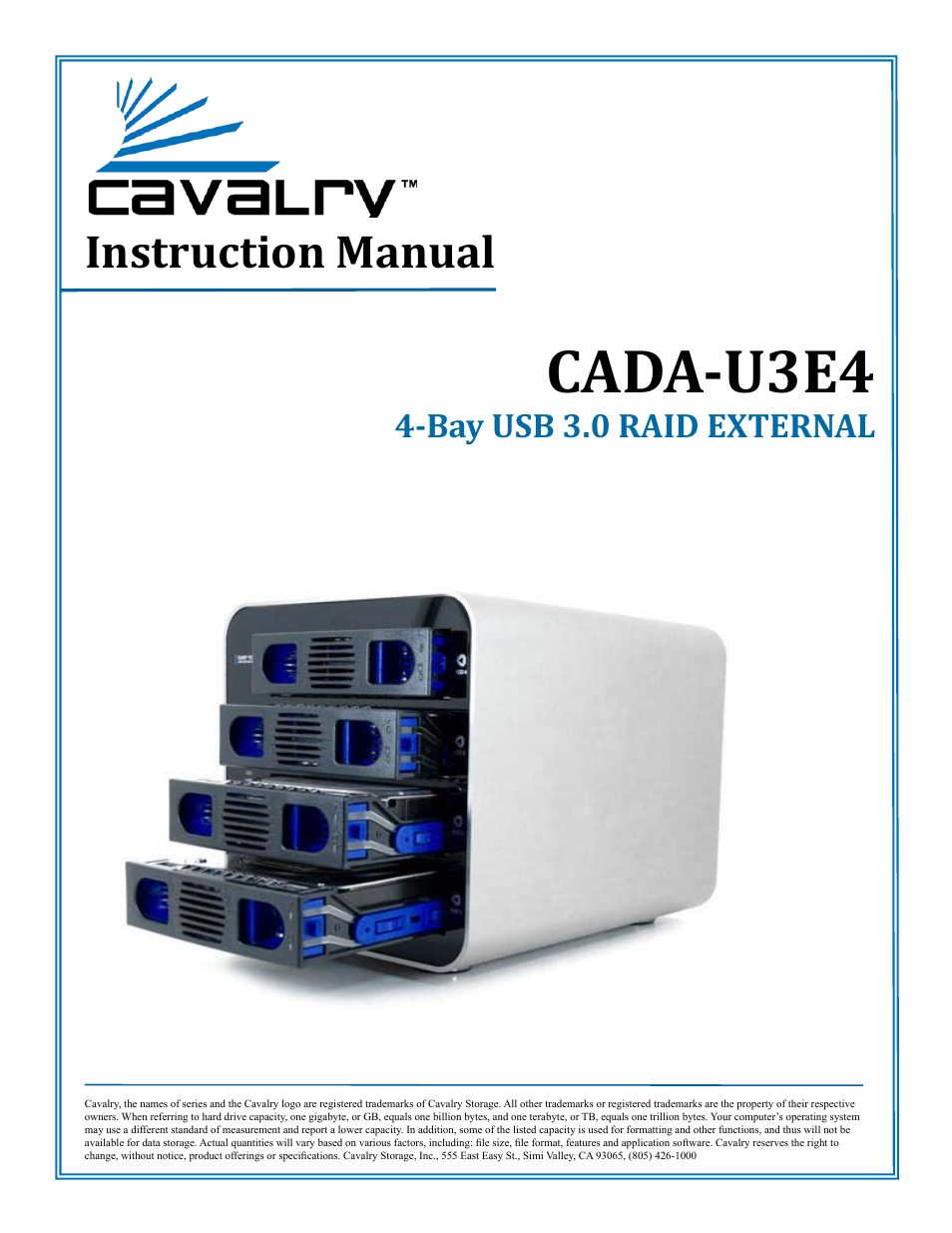 Cavalry Storage CADA-U3E4 User Manual | 14 pages