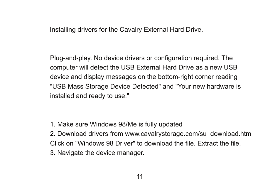 Cavalry Storage Computer Drive User Manual | Page 11 / 20