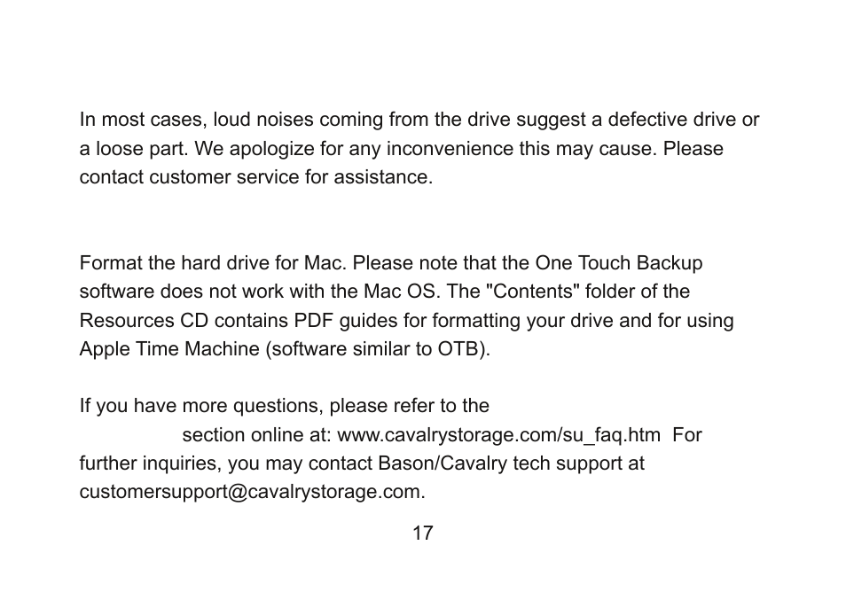 Cavalry Storage Computer Drive User Manual | Page 17 / 20