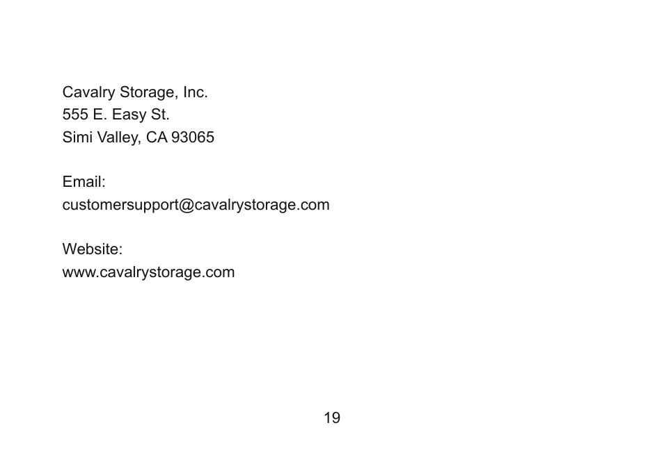 Cavalry Storage Computer Drive User Manual | Page 19 / 20