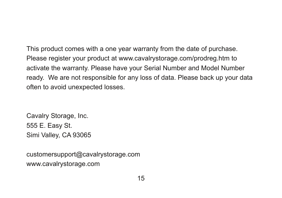 Cavalry Storage CAXM User Manual | Page 15 / 16