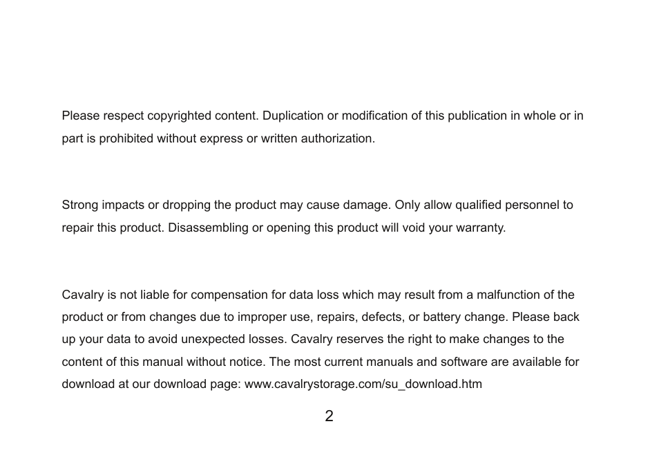 Preface | Cavalry Storage CAXM User Manual | Page 2 / 16